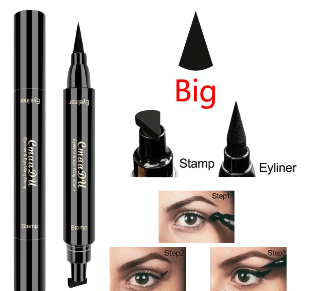 CmaaDu Liquid Eyeliner Black with Double-Headed Stamps - Bare Face Beauty